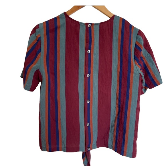 Madewell Button Back Tie Tee in Rosalinda Stripe - Picture 7 of 7